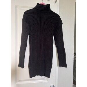 Forever 21 Black Soft Knit Turtle Neck Knee Length Dress Size M Long Sleeve